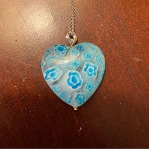 Aqua Murano pendant and chain